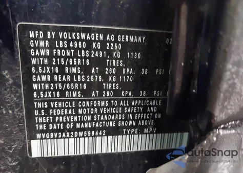 2013 Volkswagen Tiguan S z USA, uszkodzony, nr VIN WVGBV3AX2DW599442